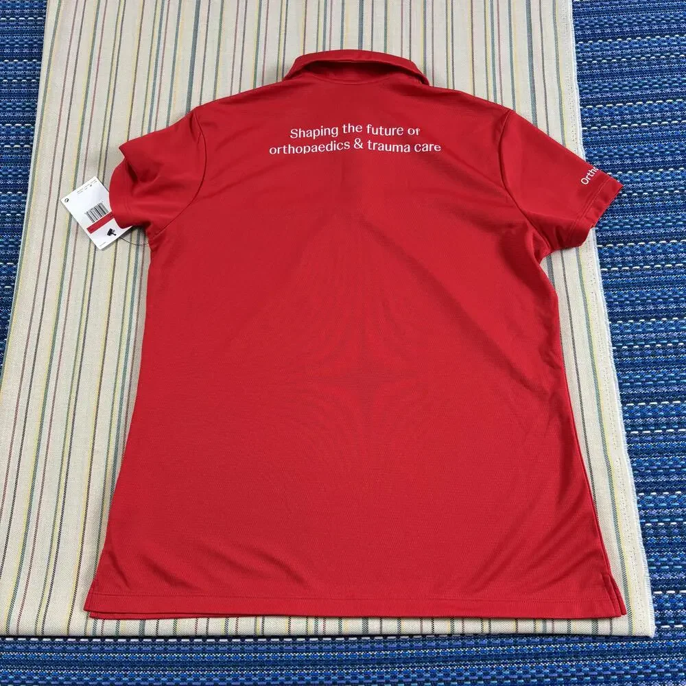 NEW Nike Golf Polo Shirt Womens Large Red Johnson & Johnson MedTech BV6043-657